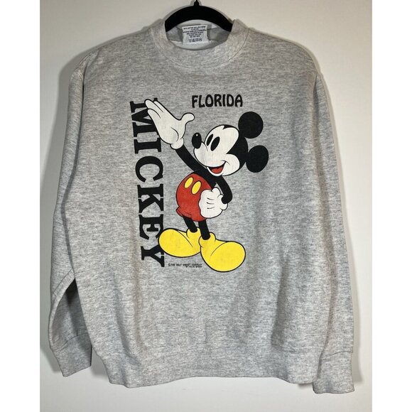 Vintage 80s Velva Sheen Mickey Mouse Florida sweatshirt M Walt Disney streetwear - Picture 1 of 10